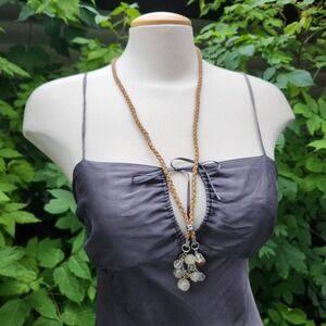 The Earth Collection Braided Suede Necklace with Agate Stone Charms NWT